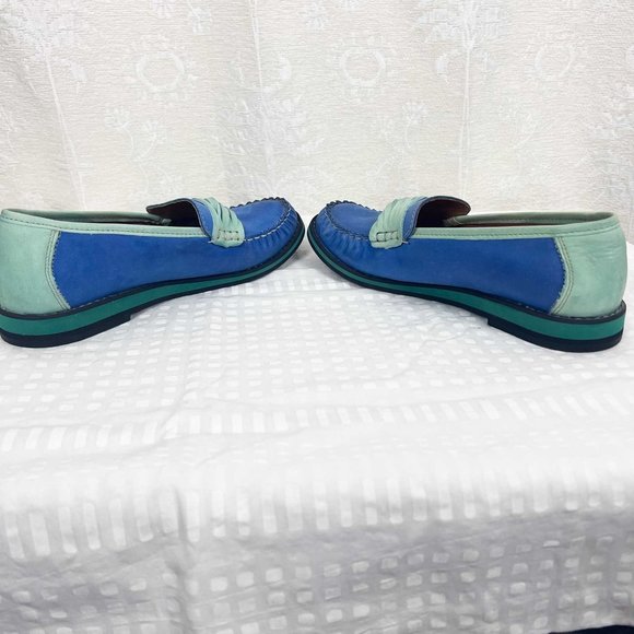 V Italia suede slip-on loafer blue & green - Picture 6 of 10